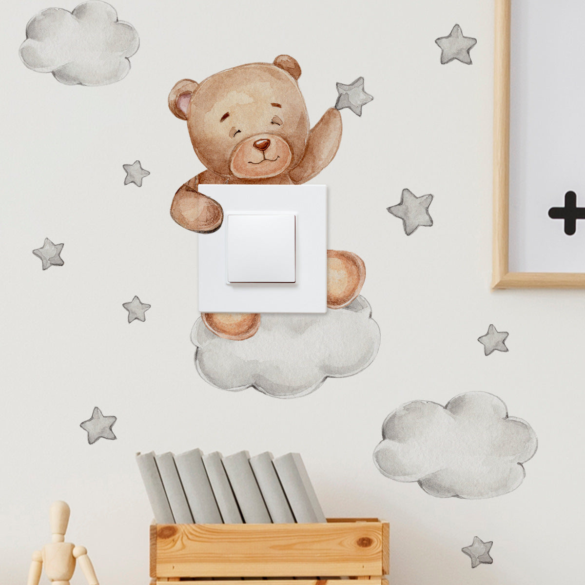 Whimsical Bear Star Light Switch Decal
