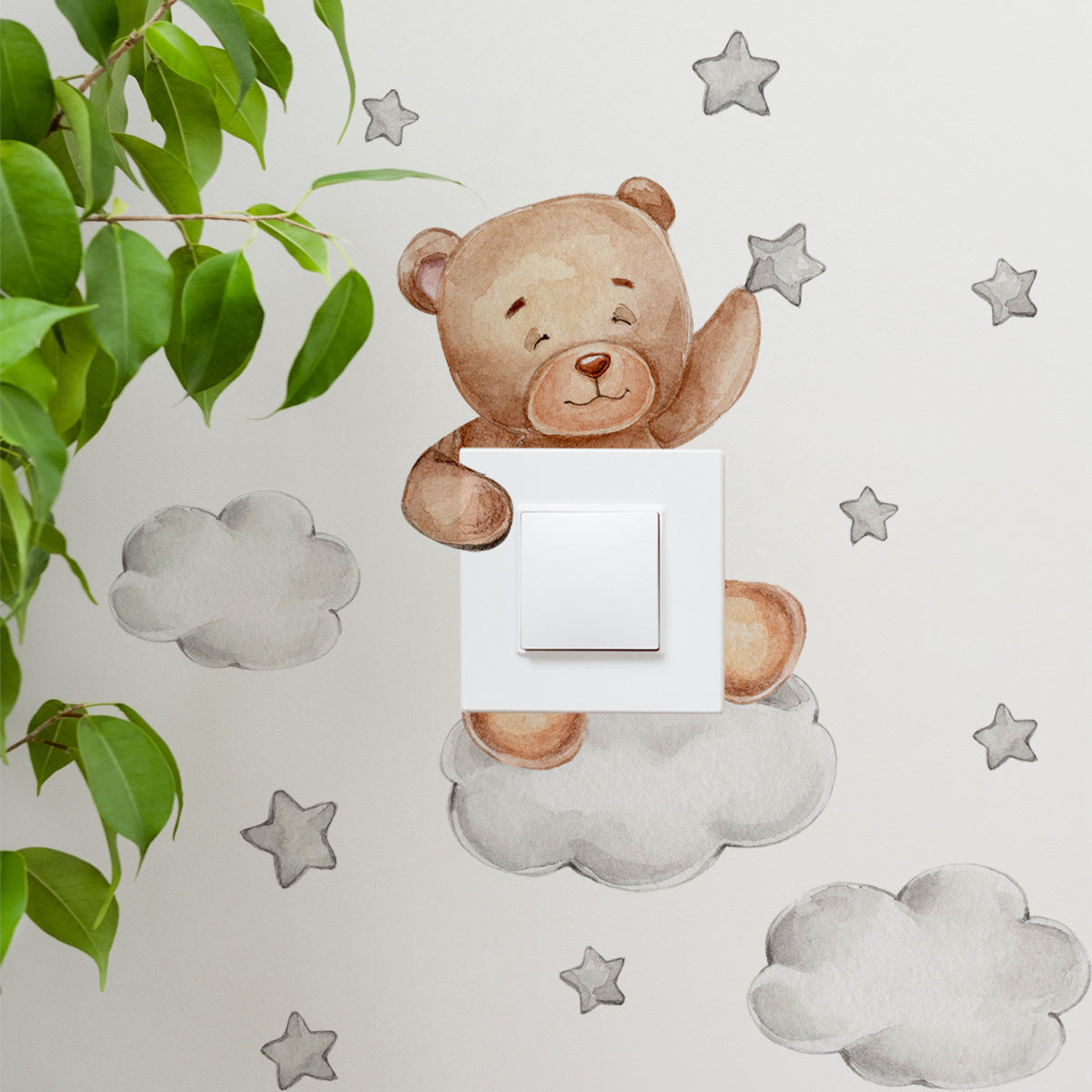 Whimsical Bear Star Light Switch Decal