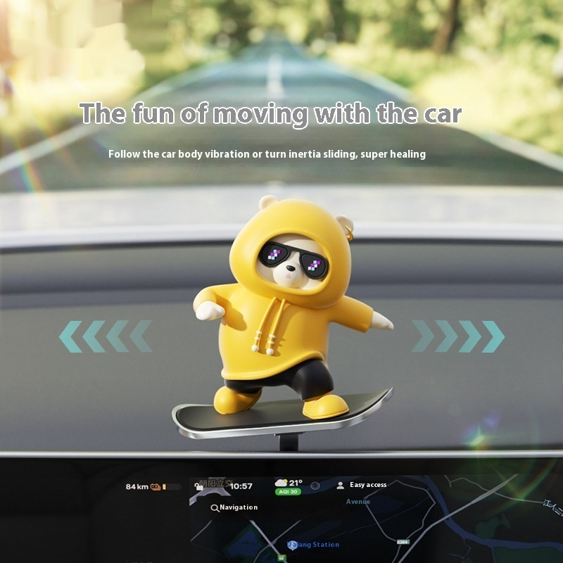 Playful Bear Car Dashboard Accessory