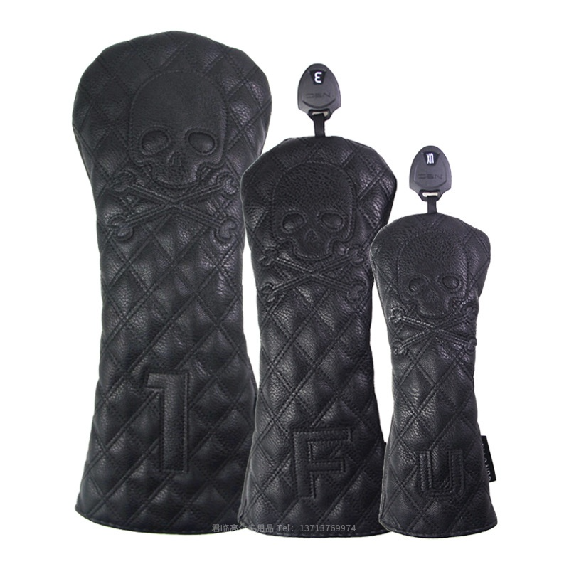 Sleek Black PU Golf Headcovers