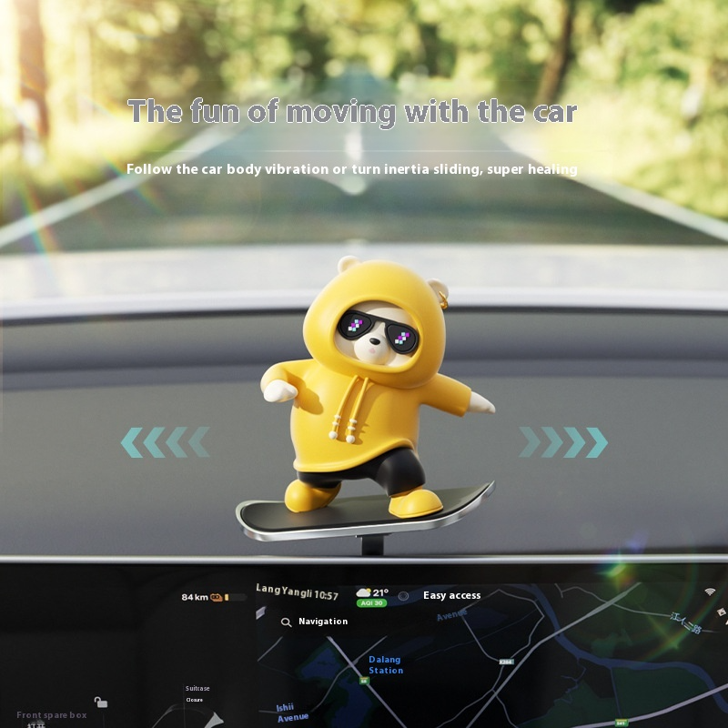 Playful Bear Car Dashboard Accessory