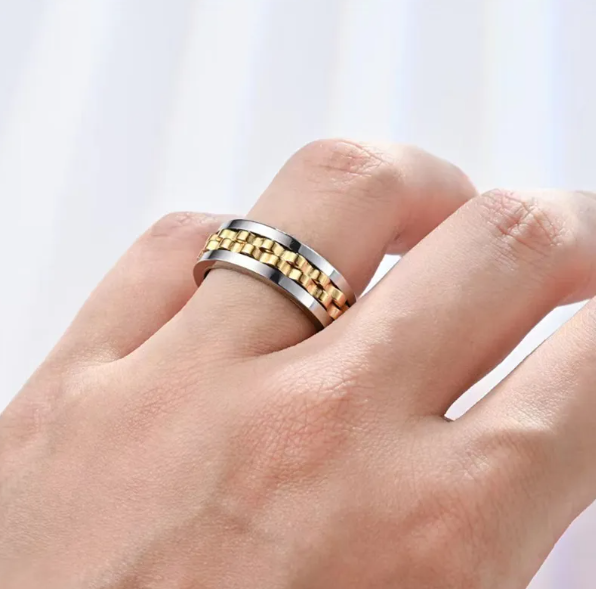 Steel Gear Fidget Ring for Men