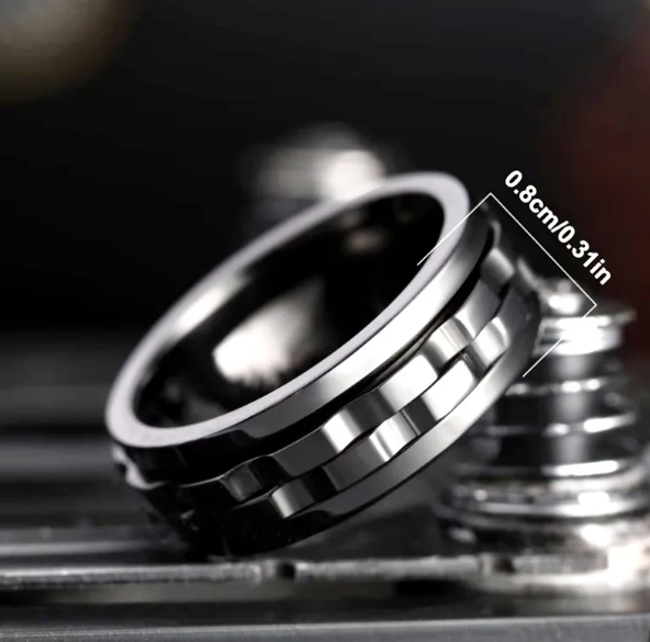 Steel Gear Fidget Ring for Men