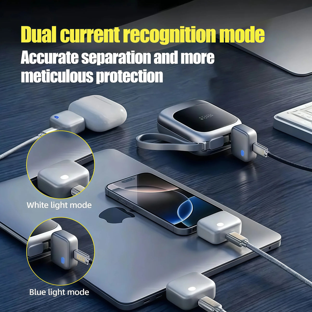 240W USB-C Smart Auto-Stop Charging Adapter, Magnetic Auto-Eject Charger Separator with Overcharge Protection for Phones