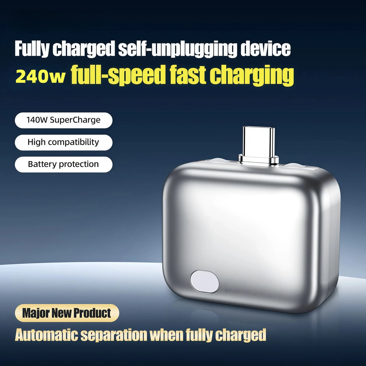 240W USB-C Smart Auto-Stop Charging Adapter, Magnetic Auto-Eject Charger Separator with Overcharge Protection for Phones