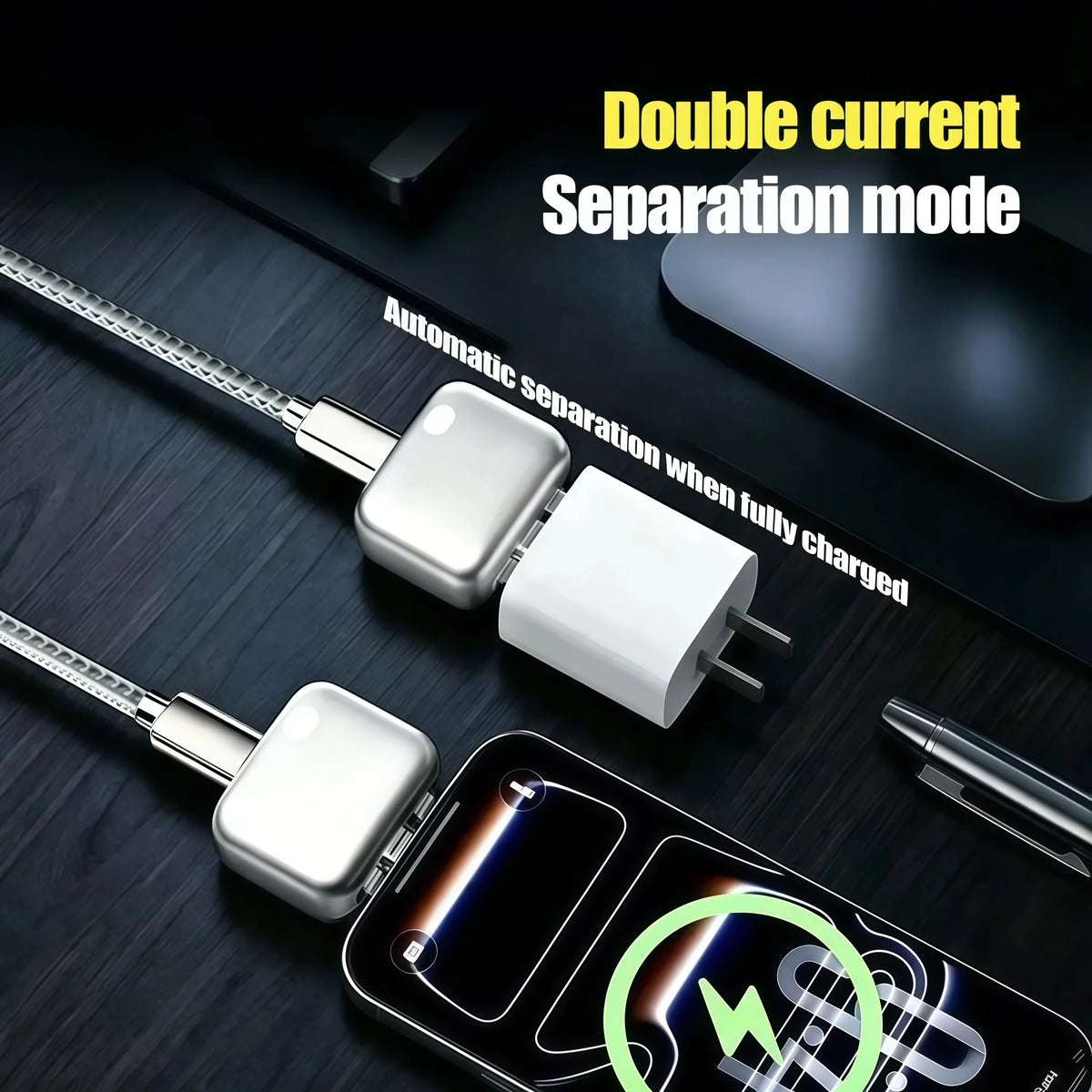 240W USB-C Smart Auto-Stop Charging Adapter, Magnetic Auto-Eject Charger Separator with Overcharge Protection for Phones