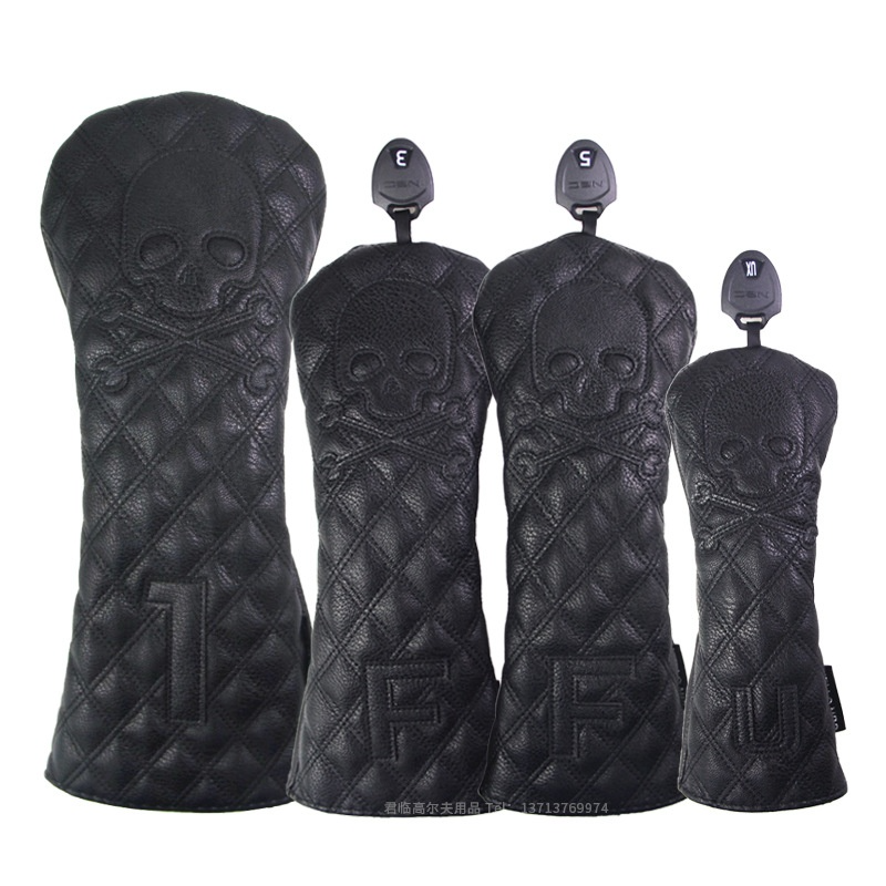 Sleek Black PU Golf Headcovers