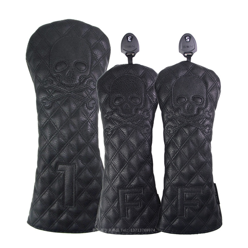 Sleek Black PU Golf Headcovers