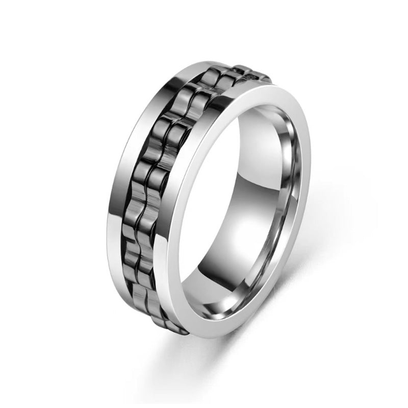 Steel Gear Fidget Ring for Men