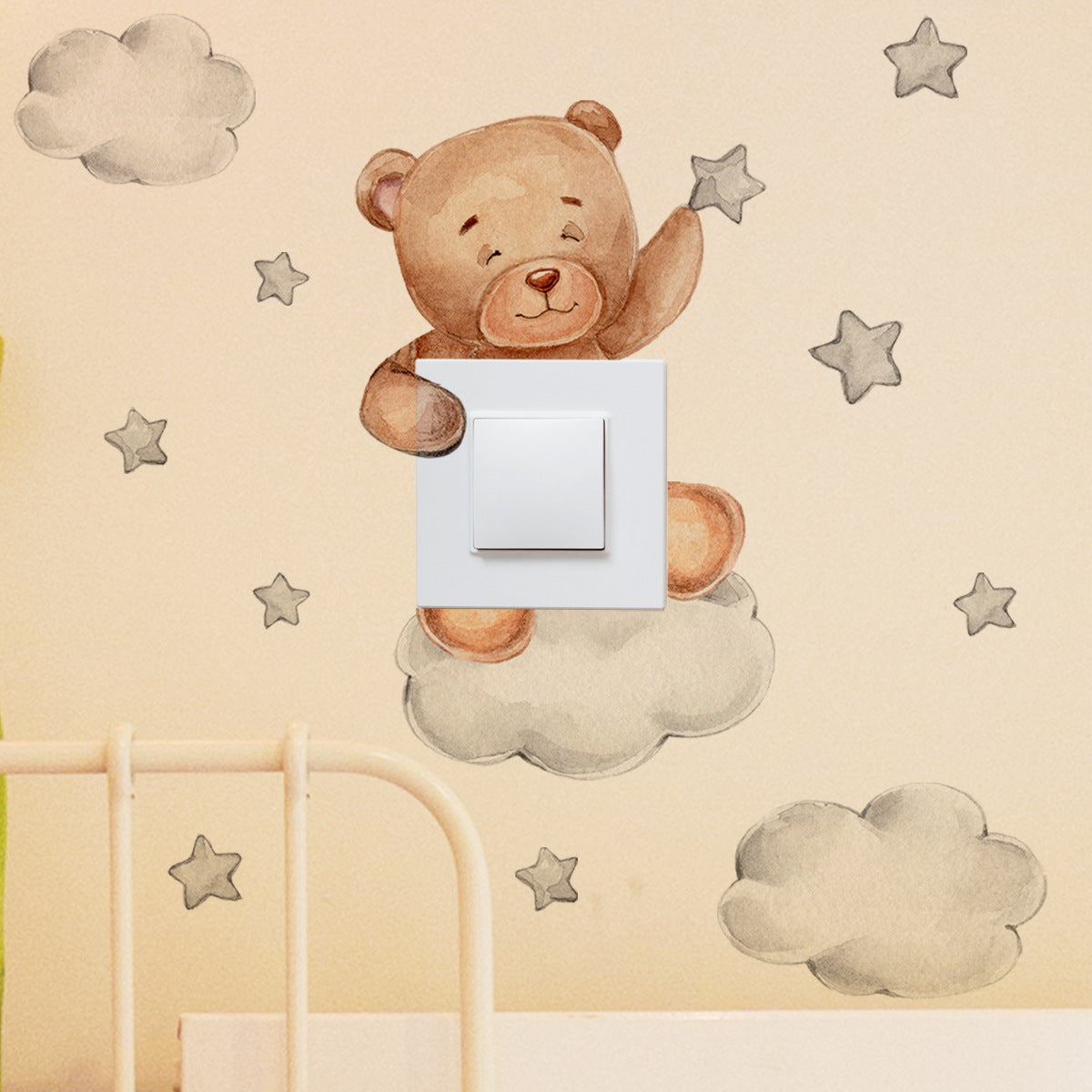 Whimsical Bear Star Light Switch Decal