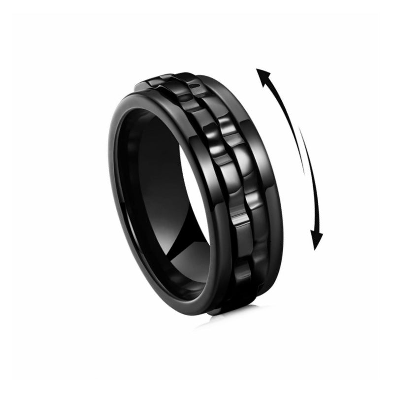 Steel Gear Fidget Ring for Men