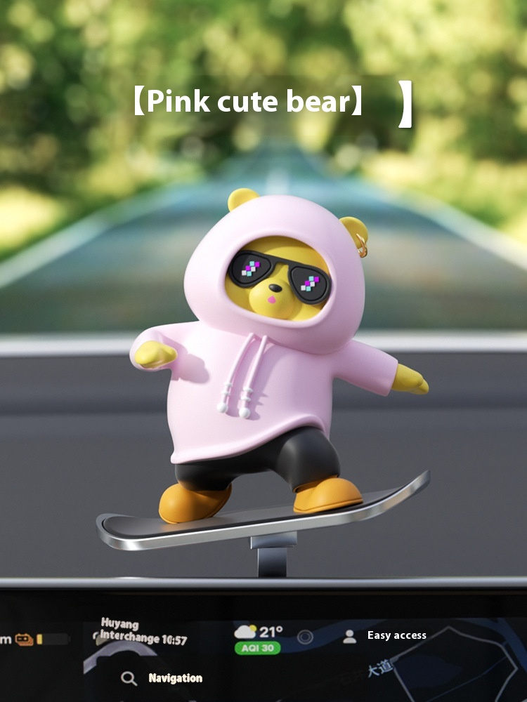 Playful Bear Car Dashboard Accessory